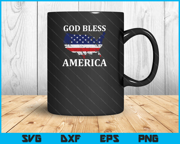Dios bendiga a América Bandera de EE.UU. 4 de julio Patriótico SVG PNG Cortando archivos imprimibles