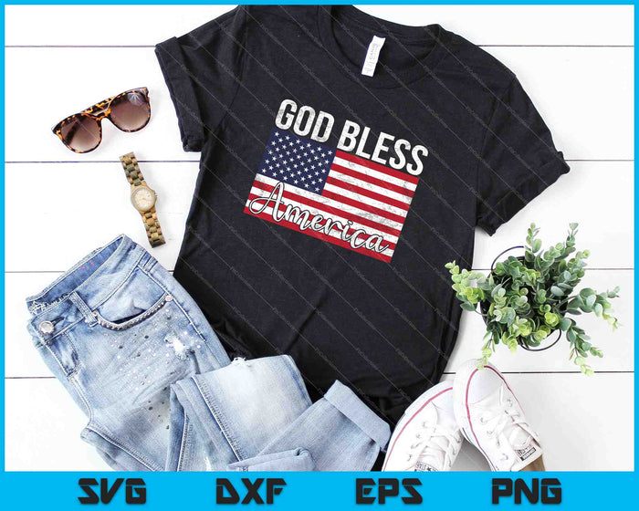 God Bless America For Patriotic SVG PNG Cutting Printable Files