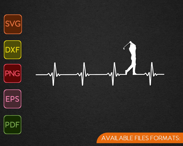 Golf heartbeat SVG PNG Cutting Printable Files