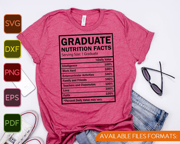 Datos nutricionales para graduados, plantilla de datos nutricionales SVG PNG cortando archivos imprimibles - on a t-shirt
