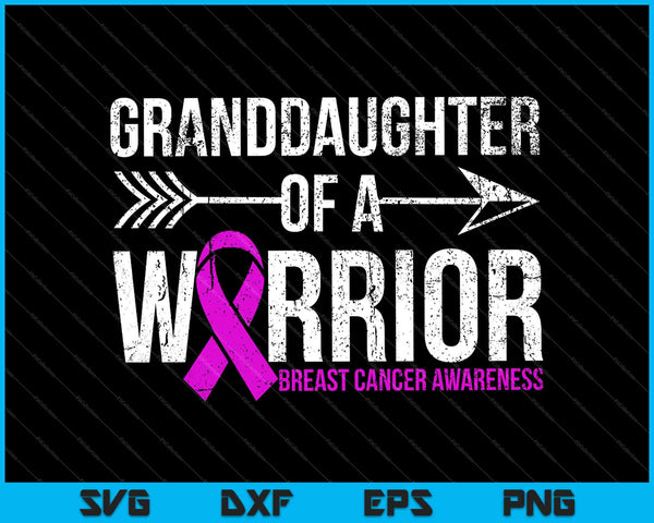 Kleindochter van Warrior Pink Ribbon Breast Cancer Awareness SVG PNG snijden afdrukbare bestanden