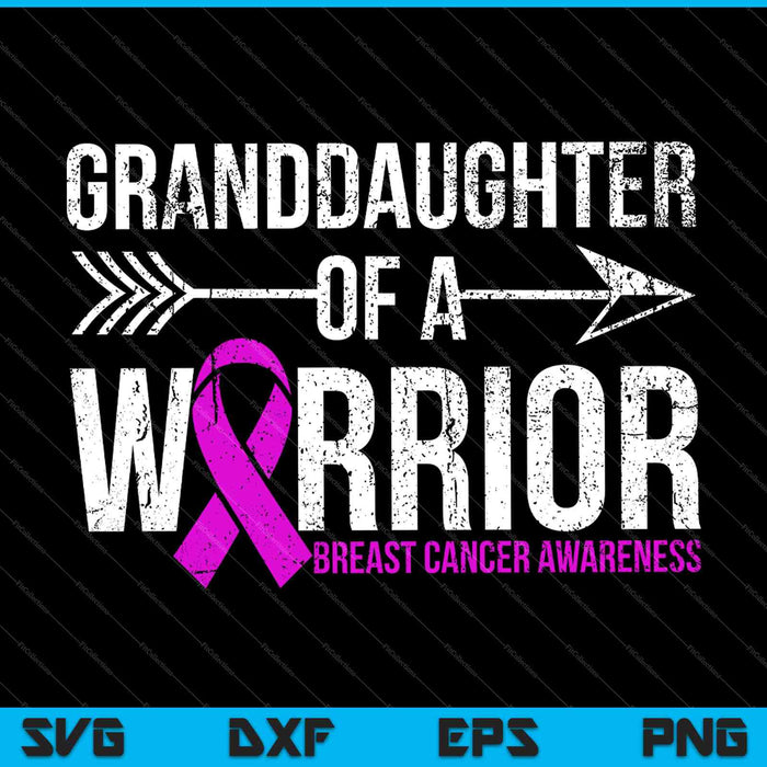 Kleindochter van Warrior Pink Ribbon Breast Cancer Awareness SVG PNG snijden afdrukbare bestanden