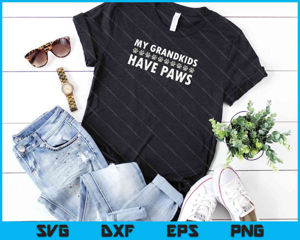 Grandkids Have Paws Funny Dog Cat Grandma Gift SVG PNG Cutting Printable Files - on a t-shirt