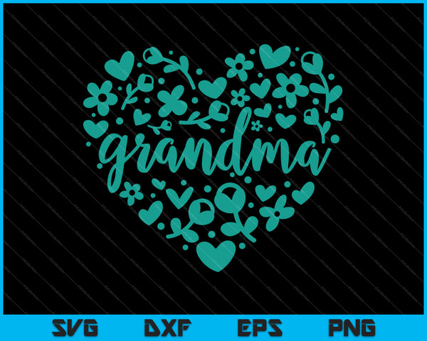 Oma hart Happy Mother's Day Love Mom SVG PNG snijden afdrukbare bestanden