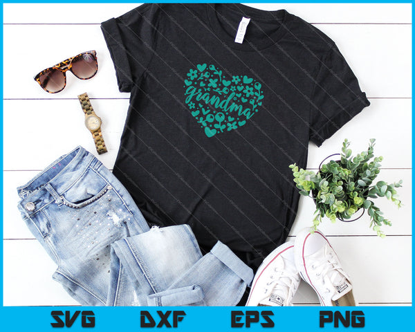 Oma hart Happy Mother's Day Love Mom SVG PNG snijden afdrukbare bestanden - on a t-shirt