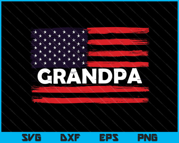 Grandpa Vintage USA Flag Patriotic SVG PNG Cutting Printable Files