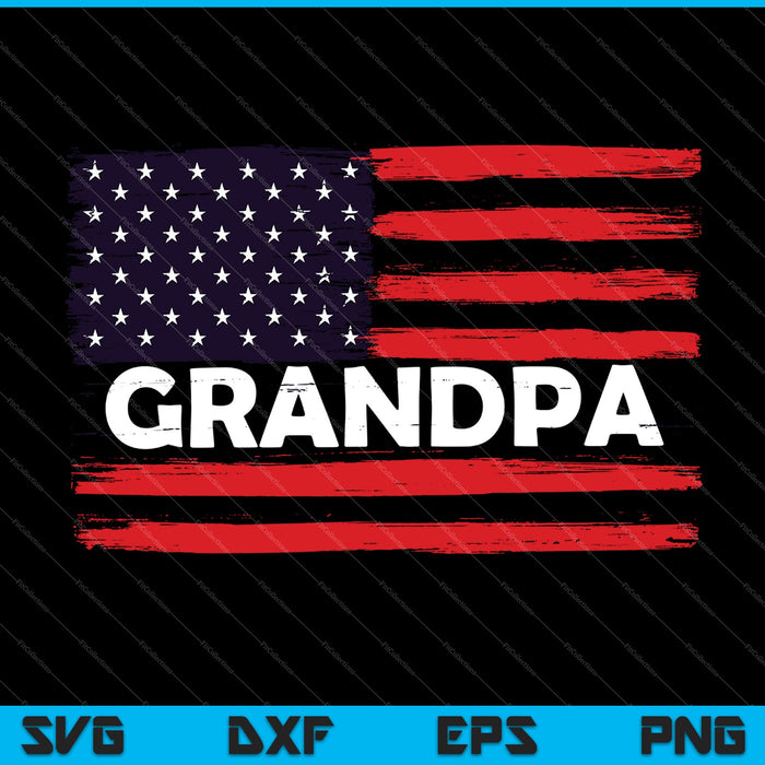 Grandpa Vintage USA Flag Patriotic SVG PNG Cutting Printable Files