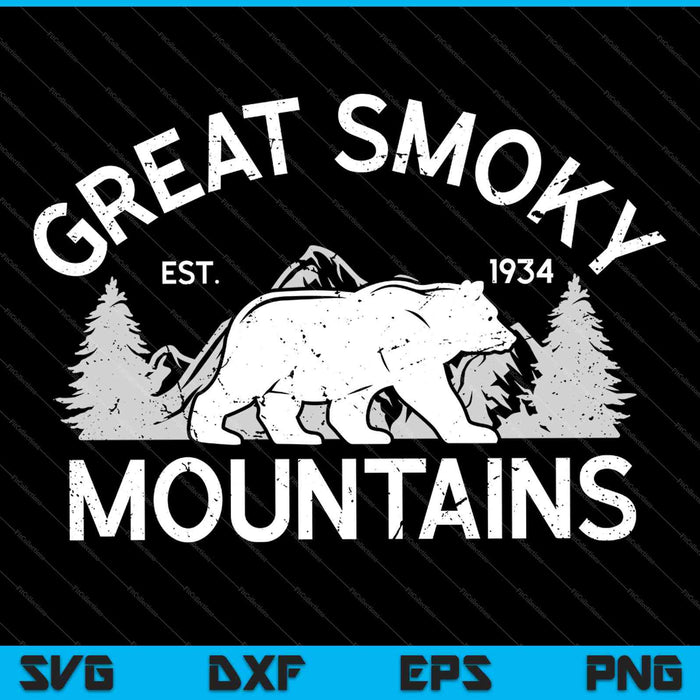Great Smoky Mountains Black Bear SVG PNG Cutting Printable Files