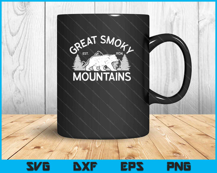 Grandes Montañas Humeantes Oso Negro SVG PNG Cortar archivos imprimibles