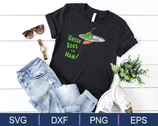 Archivo SVG de huevos verdes y jamón o archivo DXF para hacer un diseño de calcomanía o camiseta