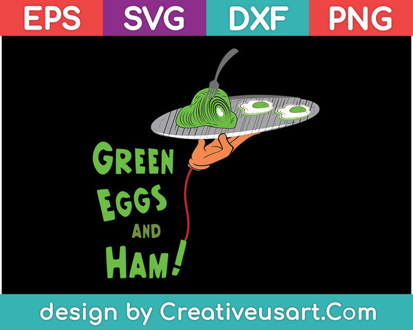 Archivo SVG de huevos verdes y jamón o archivo DXF para hacer un diseño de calcomanía o camiseta