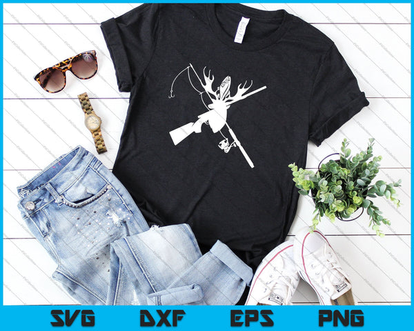 Jagen en vissen digitale download SVG PNG snijden afdrukbare bestanden - on a t-shirt