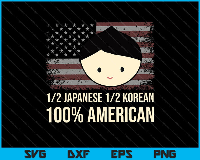 Half Japans Koreaans Aziatisch Amerikaans vlagshirt 4 juli SVG PNG snijden afdrukbare bestanden