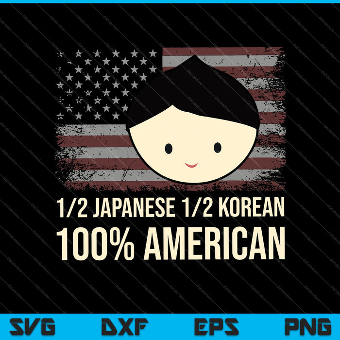 Half Japans Koreaans Aziatisch Amerikaans vlagshirt 4 juli SVG PNG snijden afdrukbare bestanden
