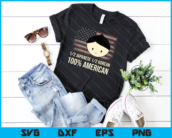 Camisa de bandera americana asiática coreana mitad japonesa 4 de julio SVG PNG cortando archivos imprimibles - on a t-shirt