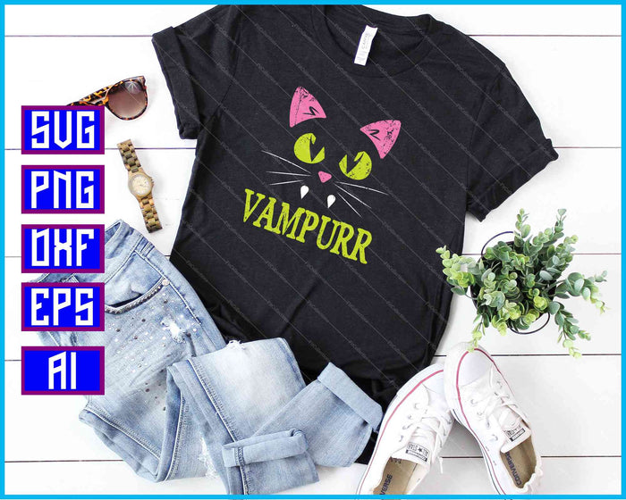 Halloween Cat Vampurr SVG PNG Cutting Printable Files