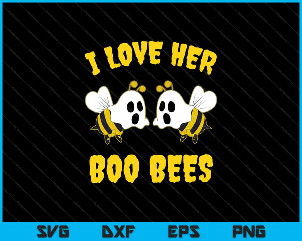 Halloween ik hou van haar Boo bijen grappige paren bijpassende SVG PNG snijden afdrukbare bestanden