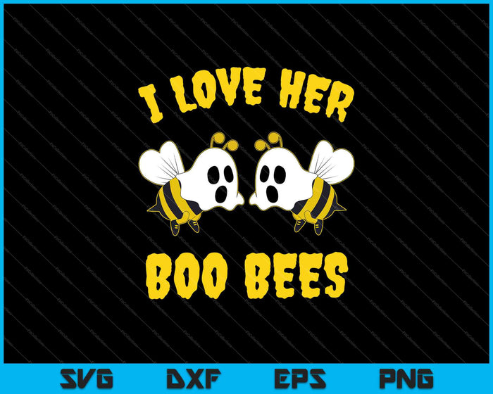 Halloween I Love Her Boo Bees Funny Couples Matching SVG PNG Cutting Printable Files
