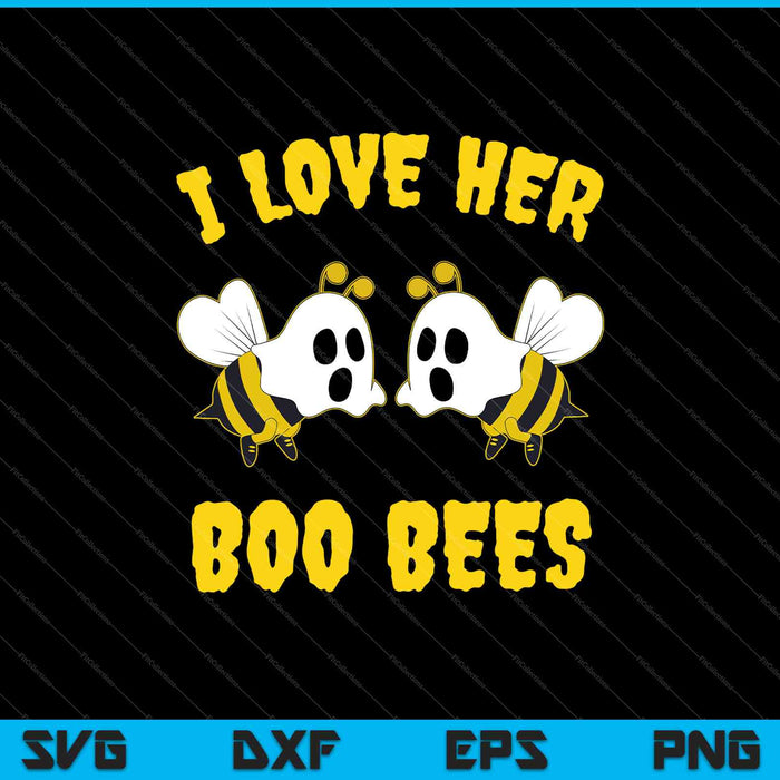 Halloween I Love Her Boo Bees Funny Couples Matching SVG PNG Cutting Printable Files