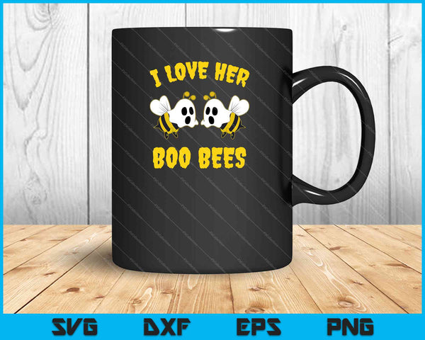 Halloween ik hou van haar Boo bijen grappige paren bijpassende SVG PNG snijden afdrukbare bestanden
