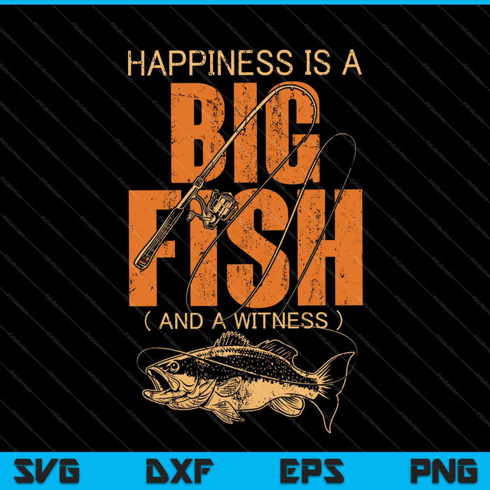 Geluk is een grote vis en een getuige SVG PNG snijden afdrukbare bestanden 