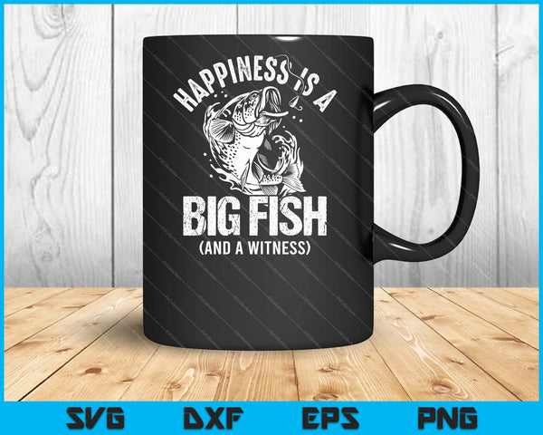 La felicidad es un pez grande y un testigo Svg cortando archivos imprimibles