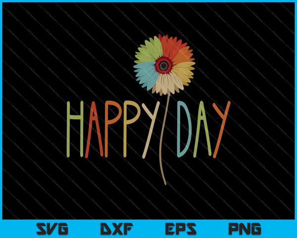 Vintage Happy Day Girasol Día del Padre SVG PNG Cortar archivos imprimibles