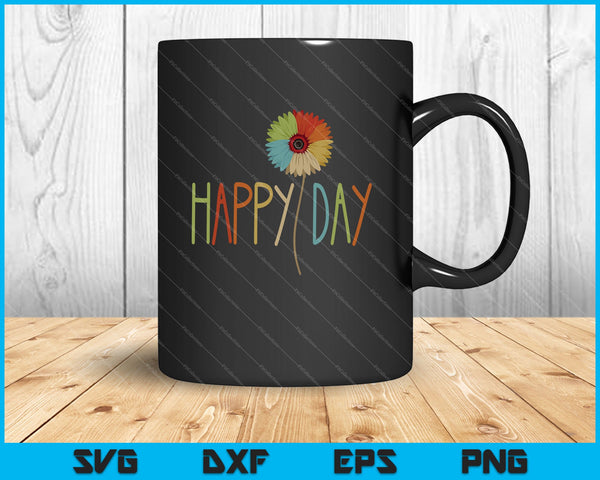 Vintage Happy Day Zonnebloem Vaderdag SVG PNG Snijden afdrukbare bestanden