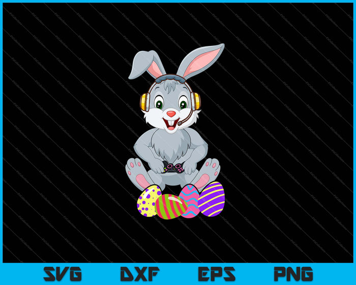 Feliz Día de Pascua Conejito Huevo Divertido Niños Niñas Niños Gamer SVG PNG Cortando Archivos Imprimibles