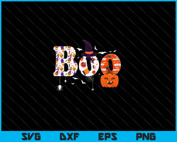Happy Halloween Boo spinnen heksenhoed SVG PNG snijden afdrukbare bestanden