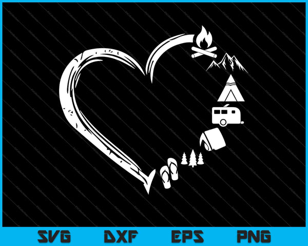 Corazón Camping SVG PNG Cortar archivos imprimibles