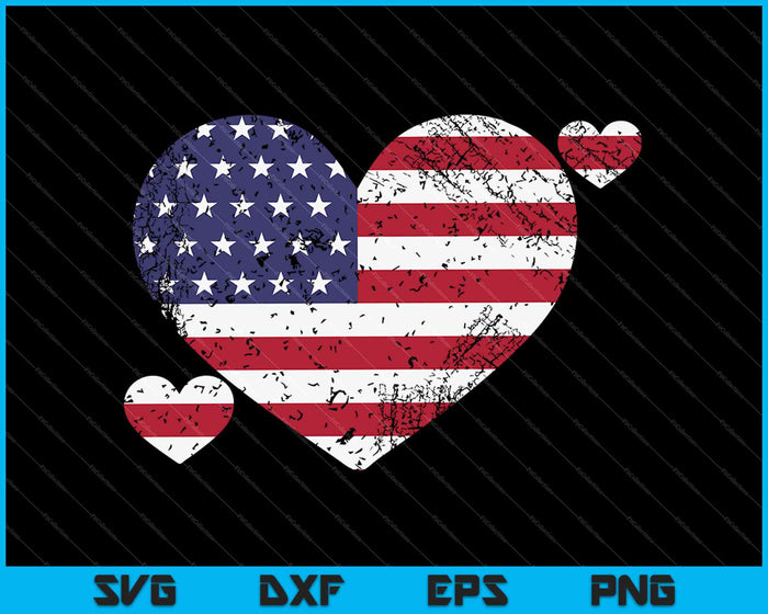 Corazón Bandera de EE.UU. Patriótico SVG PNG Cortar archivos imprimibles