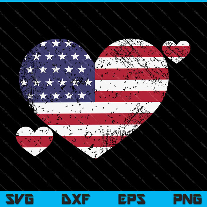 Heart US Flag Patriotic SVG PNG Cutting Printable Files