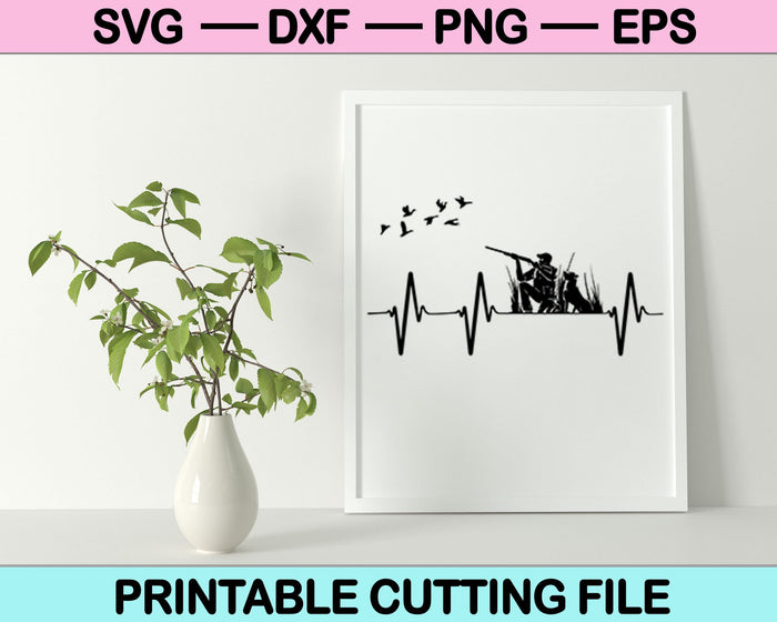 Heartbeat Duck Hunting SVG PNG Cutting Printable Files