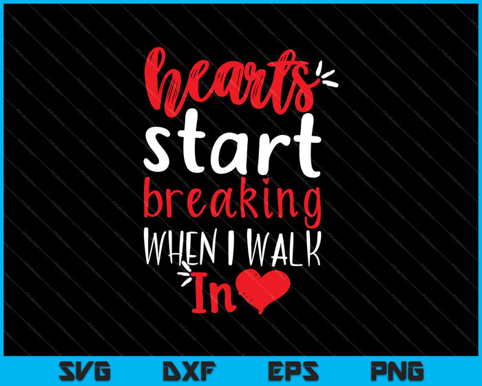 Los corazones comienzan a romperse cuando camino en SVG PNG cortando archivos imprimibles