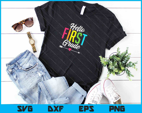 Hola 1er grado SVG PNG cortando archivos imprimibles - on a t-shirt