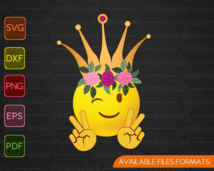 Hippie Flower Power kroon vrede smiley Emoji SVG PNG snijden afdrukbare bestanden