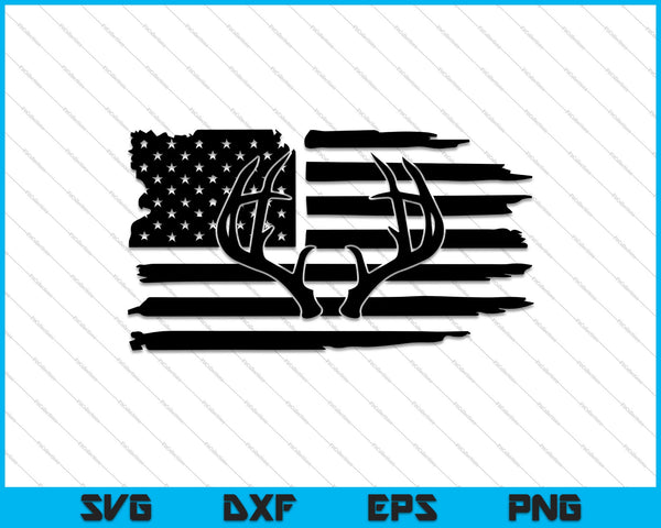 Distressed Deer USA Flag SVG PNG Cutting Printable Files