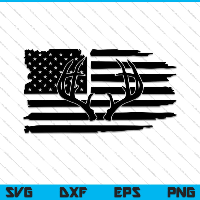 Verontruste herten USA vlag SVG PNG snijden afdrukbare bestanden