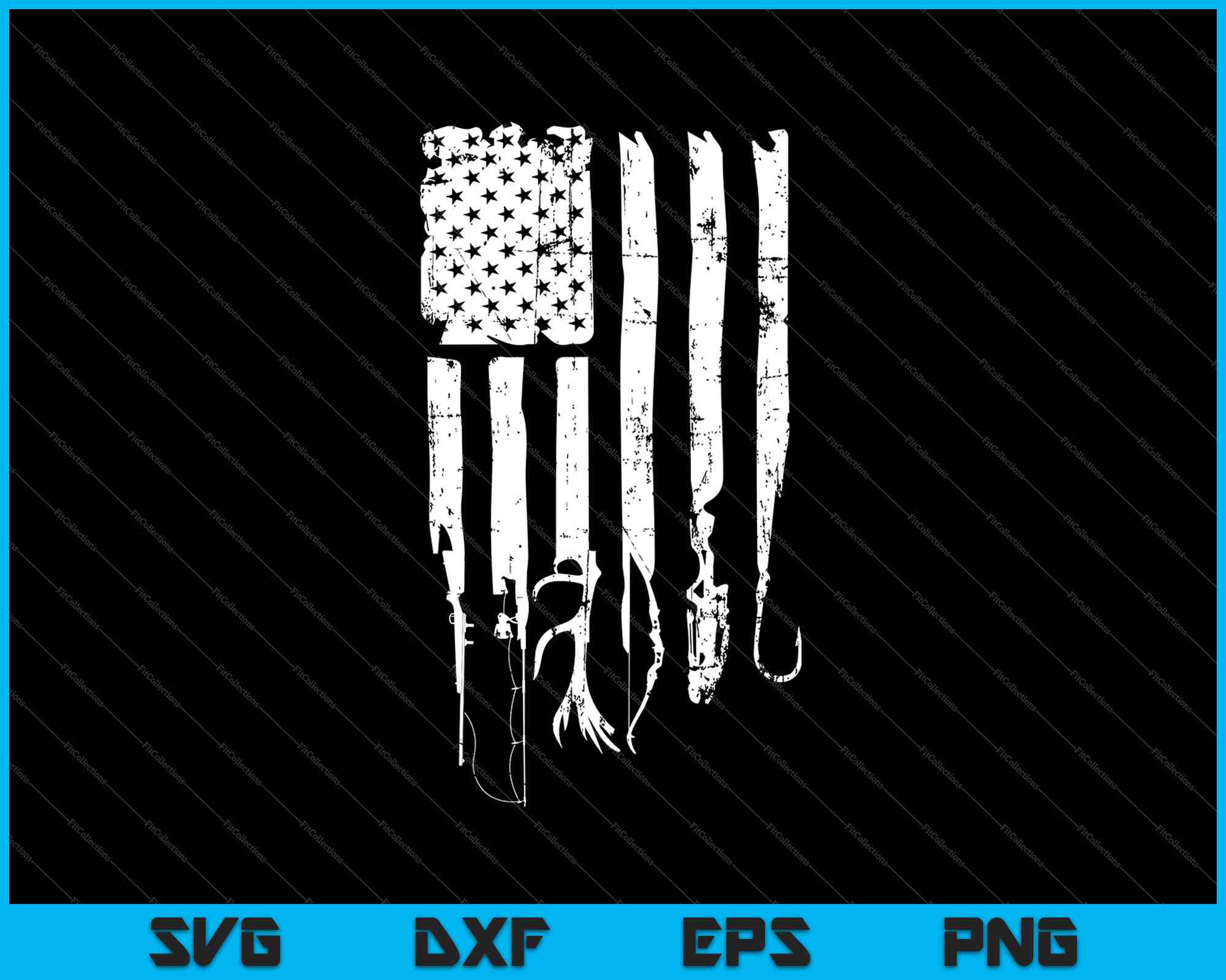 Hunting Fishing USA Flag American SVG PNG Files – creativeusarts