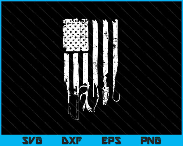 Hunting Fishing USA Flag American SVG PNG Cutting Printable Files