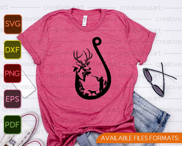 Hunting, Fishing, Deer and Duck SVG PNG Cutting Printable Files - on a t-shirt