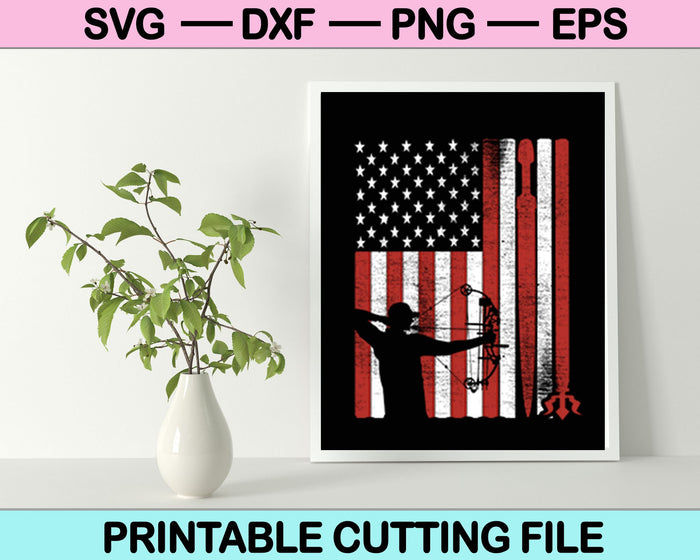 Bandera Americana Y Caza Con Arco Svg Cortando Archivos Imprimibles