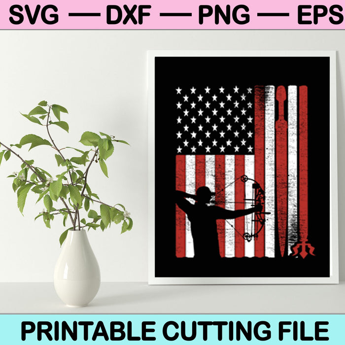 Bandera Americana Y Caza Con Arco Svg Cortando Archivos Imprimibles