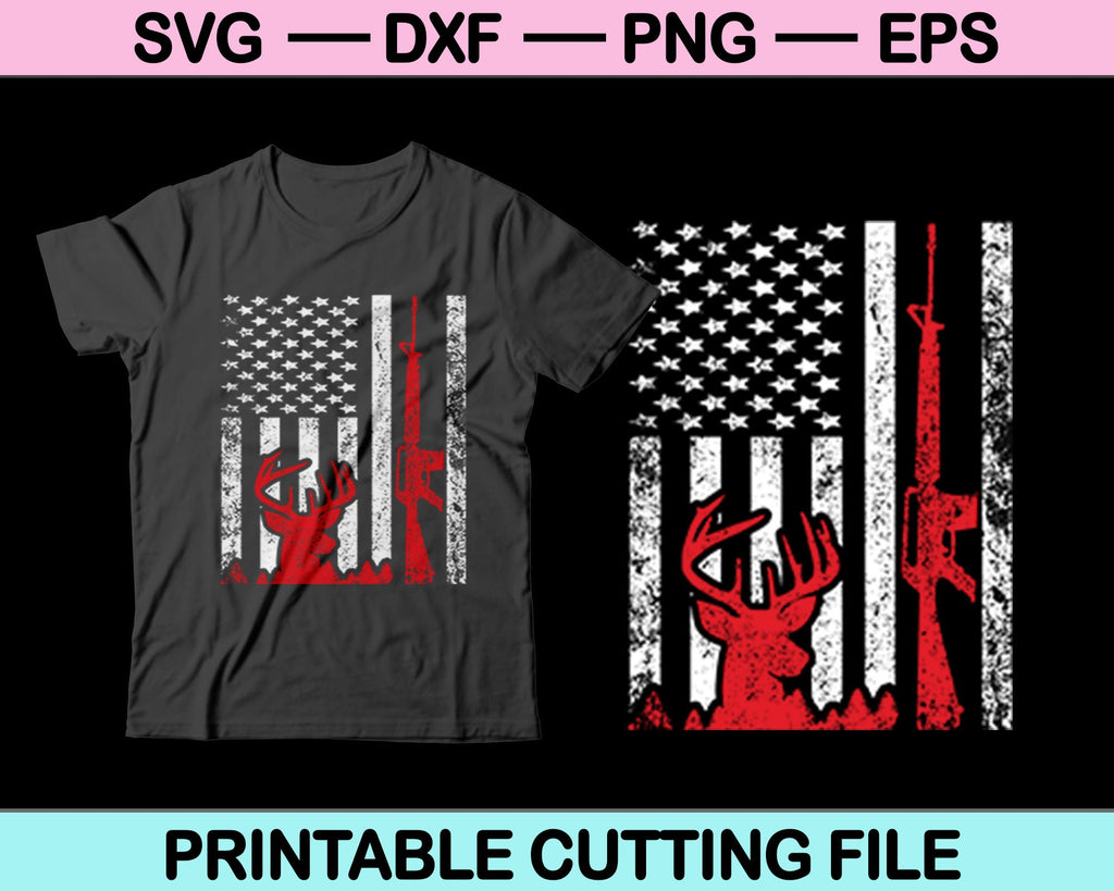 Fishing and Hunting American Flag, Svg, Eps, Dxf, PNG for