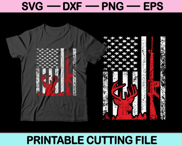 Deer Hunting American Flag SVG PNG Cutting Printable Files