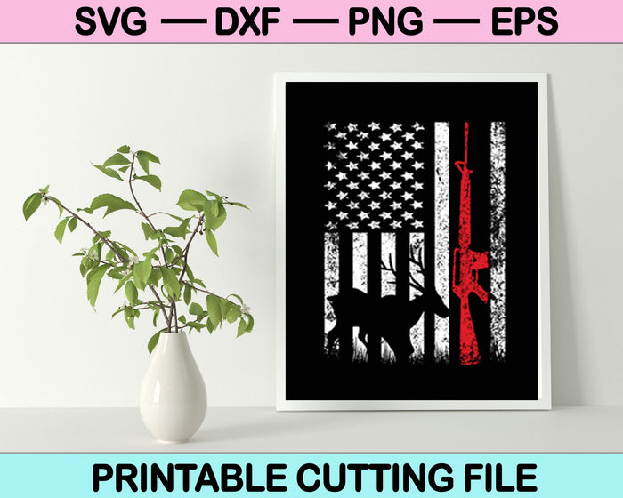 Flag Deer Hunting SVG PNG Cutting Printable Files