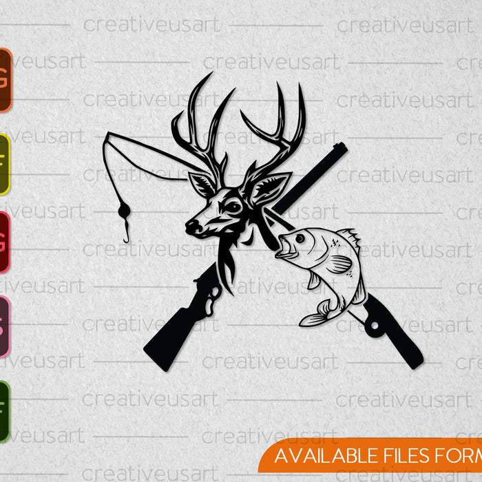 Hunting, Deer and Fish SVG PNG Cutting Printable Files