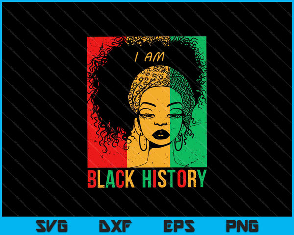 Ik ben de sterke Afrikaanse koningin meisjes zwarte geschiedenis SVG PNG snijden afdrukbare bestanden
