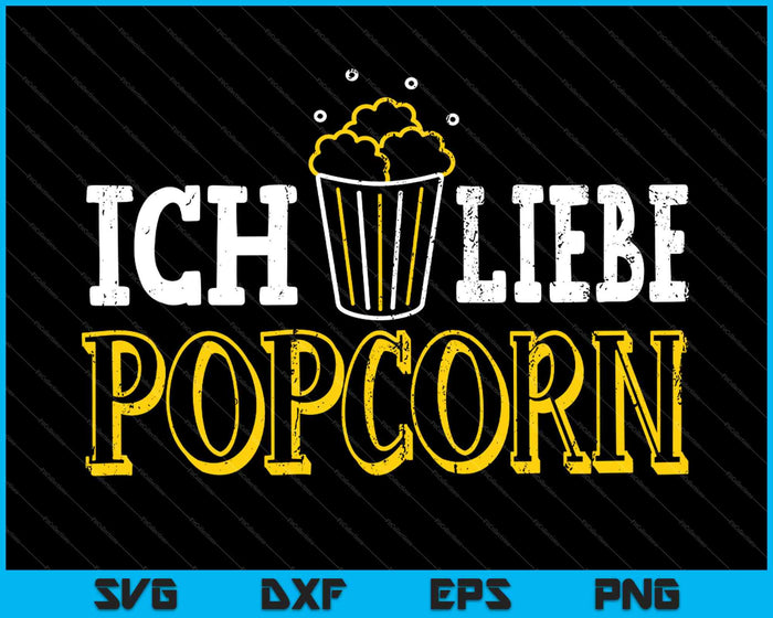 Ich Liebe Popcorn SVG PNG Druckbare Dateien schneiden